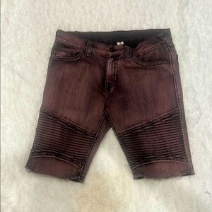 True Religion Brown Jean Shorts Moto Style